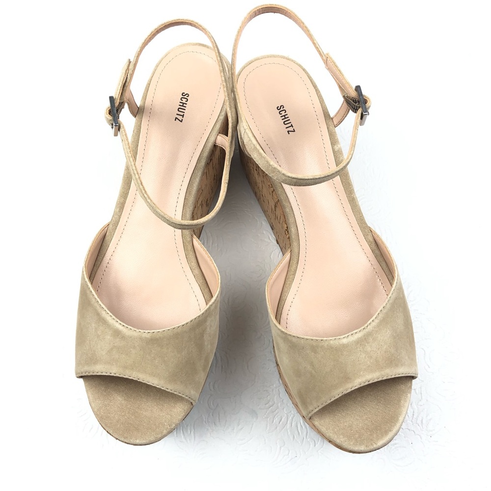 SCHUTZ Heloise Platform Wedge Sandals 10 New Goat - Picture 2 of 8